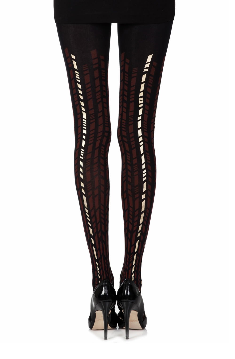 Zohara "Cross It" Burgundy/Gold Print Tights - The Rabbit Hole Life