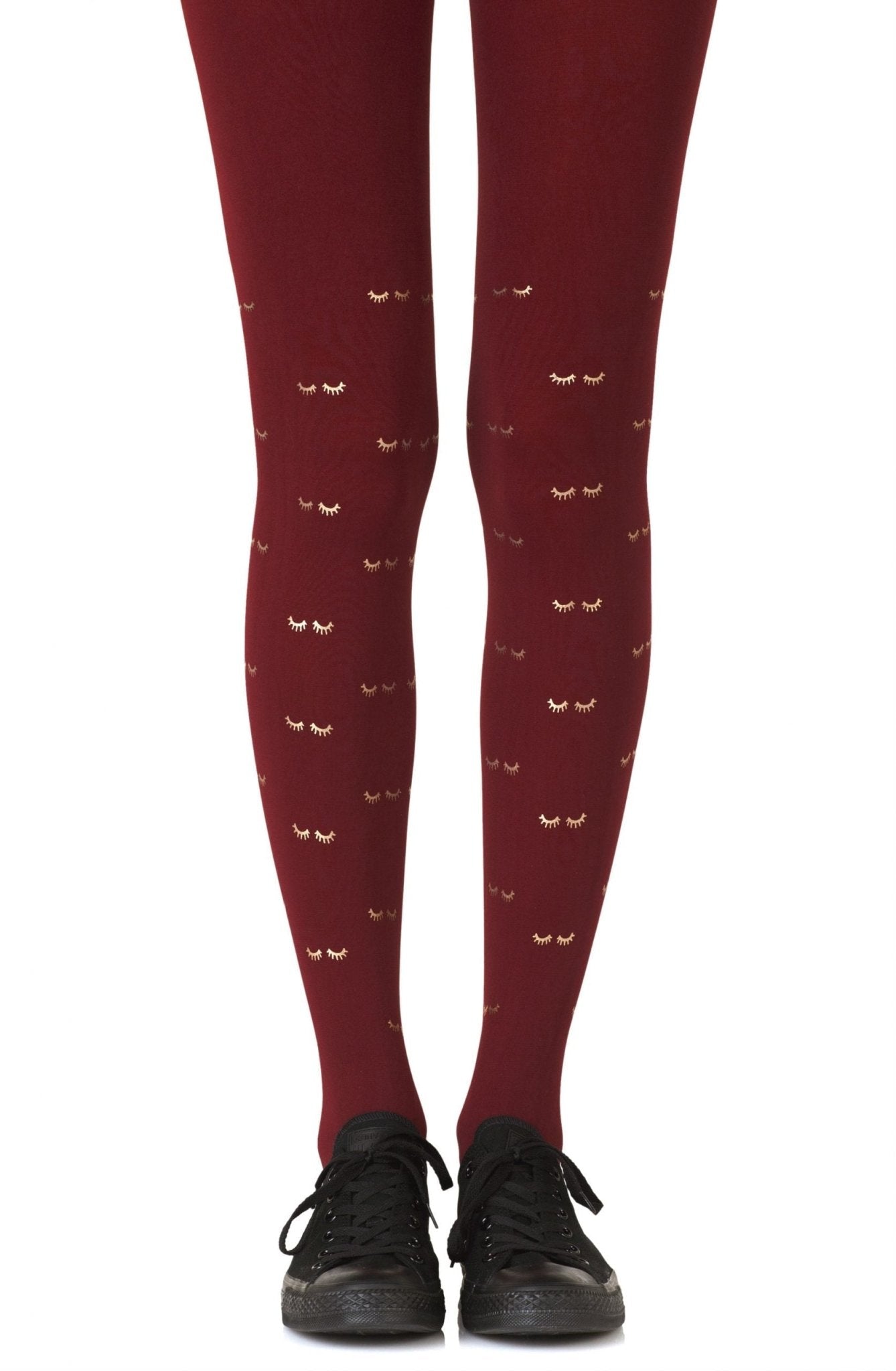 Zohara "Daydreaming" Burgundy Print Tights - The Rabbit Hole Life