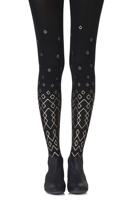 Zohara "Diamonds Are Forever" Black Print Tights - The Rabbit Hole Life