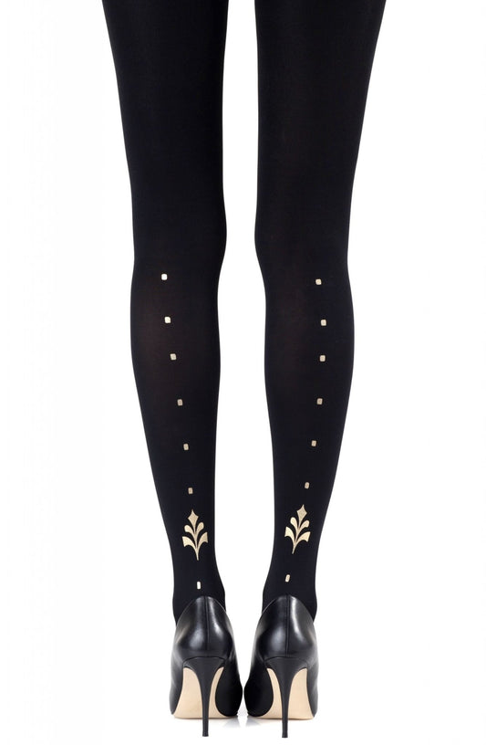 Zohara "Dot Calm" Gold Print Tights - The Rabbit Hole Life