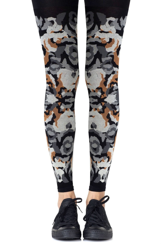 Zohara "Earth Goddess" Grey Orange Footless Tights - The Rabbit Hole Life