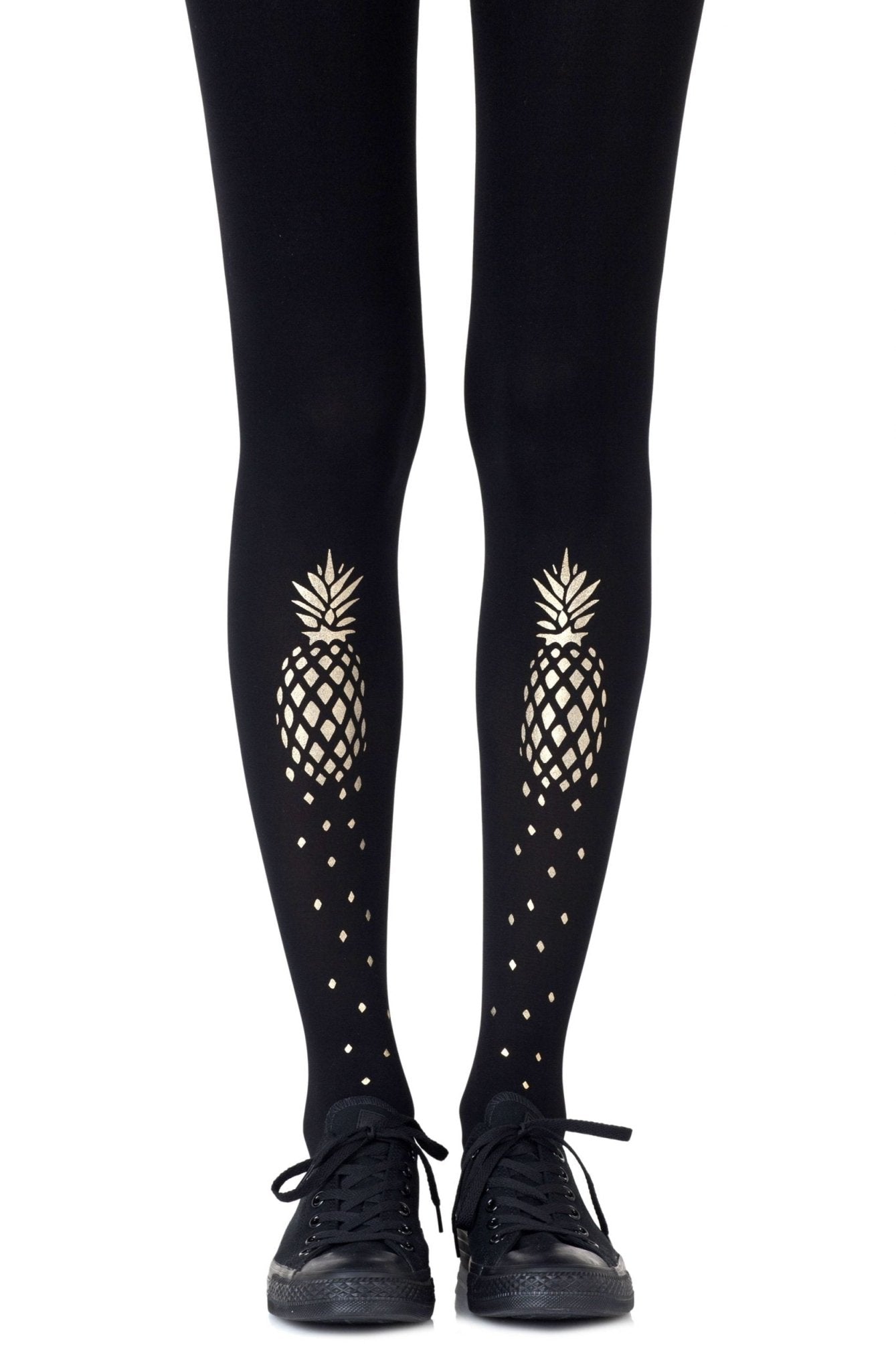 Zohara "If You Like Piña Coladas" Gold Print Tights - The Rabbit Hole Life