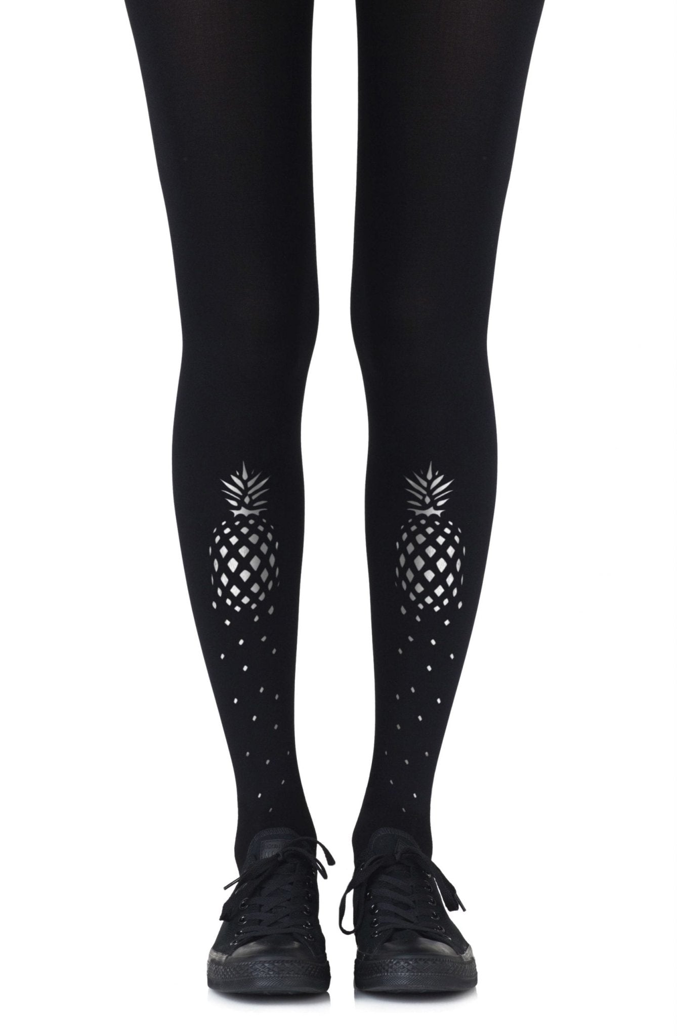 Zohara "If You Like Piña Coladas" Silver Print Tights - The Rabbit Hole Life