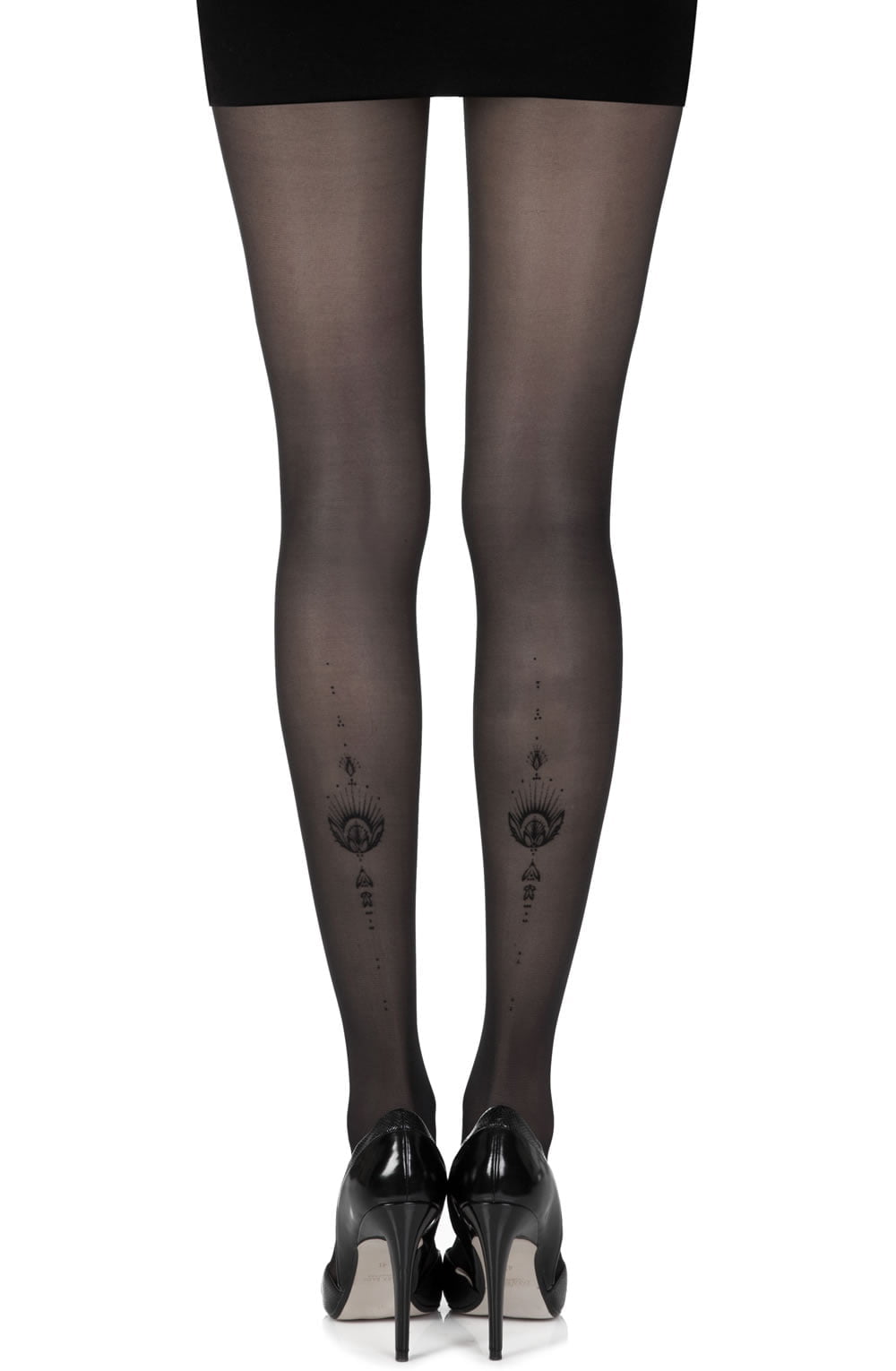 Zohara "Jewel In The Night" Black Sheer Print Tights - The Rabbit Hole Life