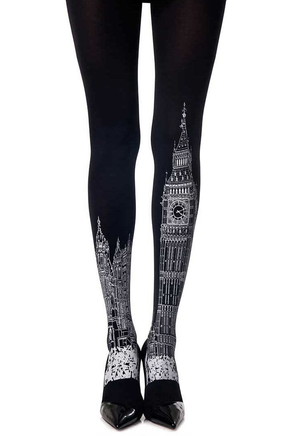 Zohara London Time" Black Print Tights" - The Rabbit Hole Life