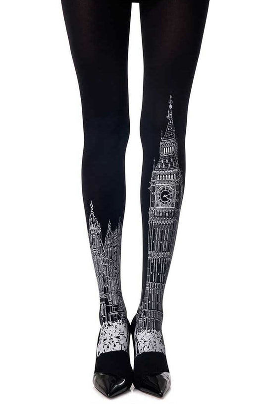 Zohara London Time" Black Print Tights" - The Rabbit Hole Life