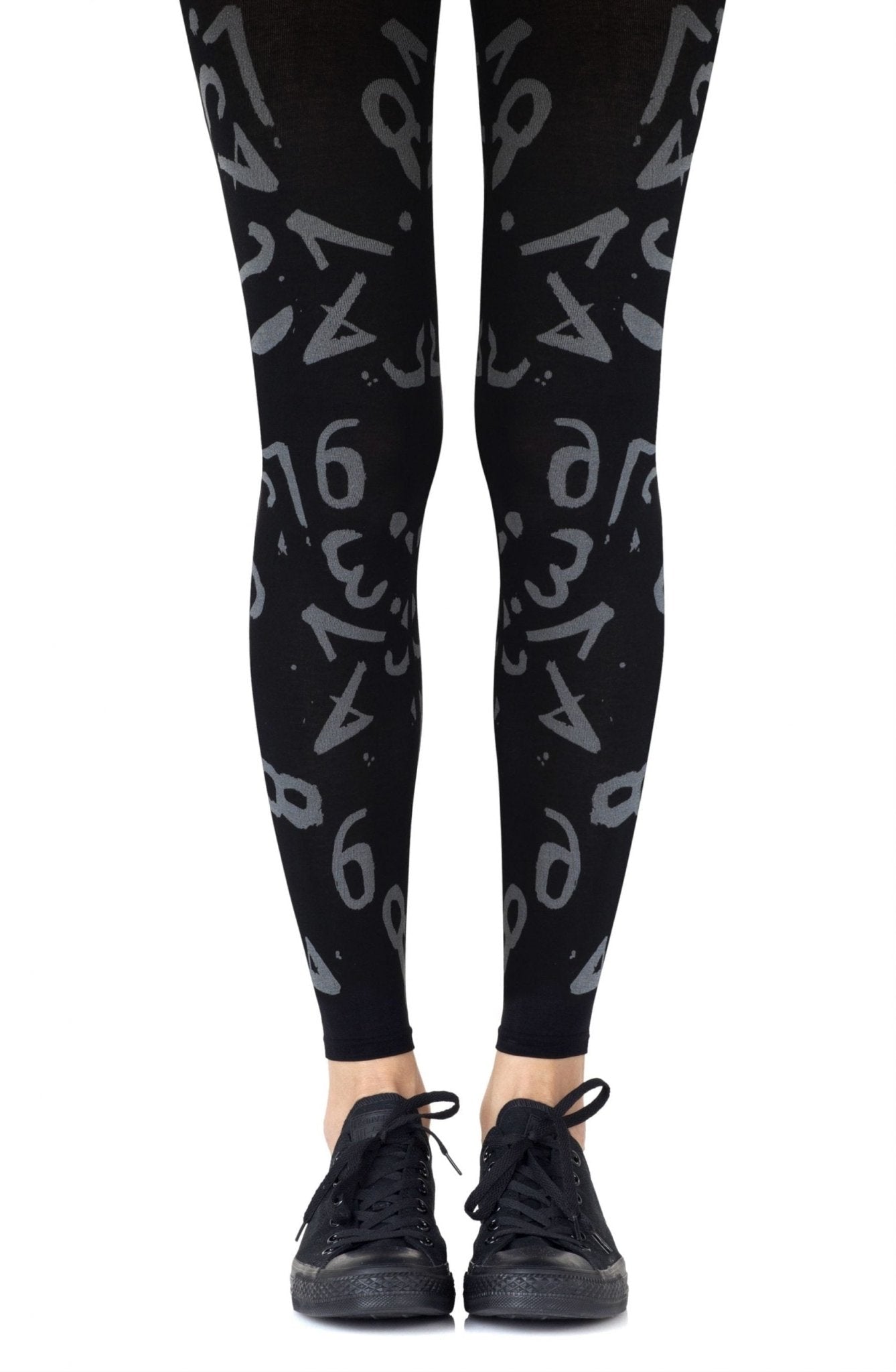 Zohara "Lucky Number" Light Grey Print Footless Tights - The Rabbit Hole Life