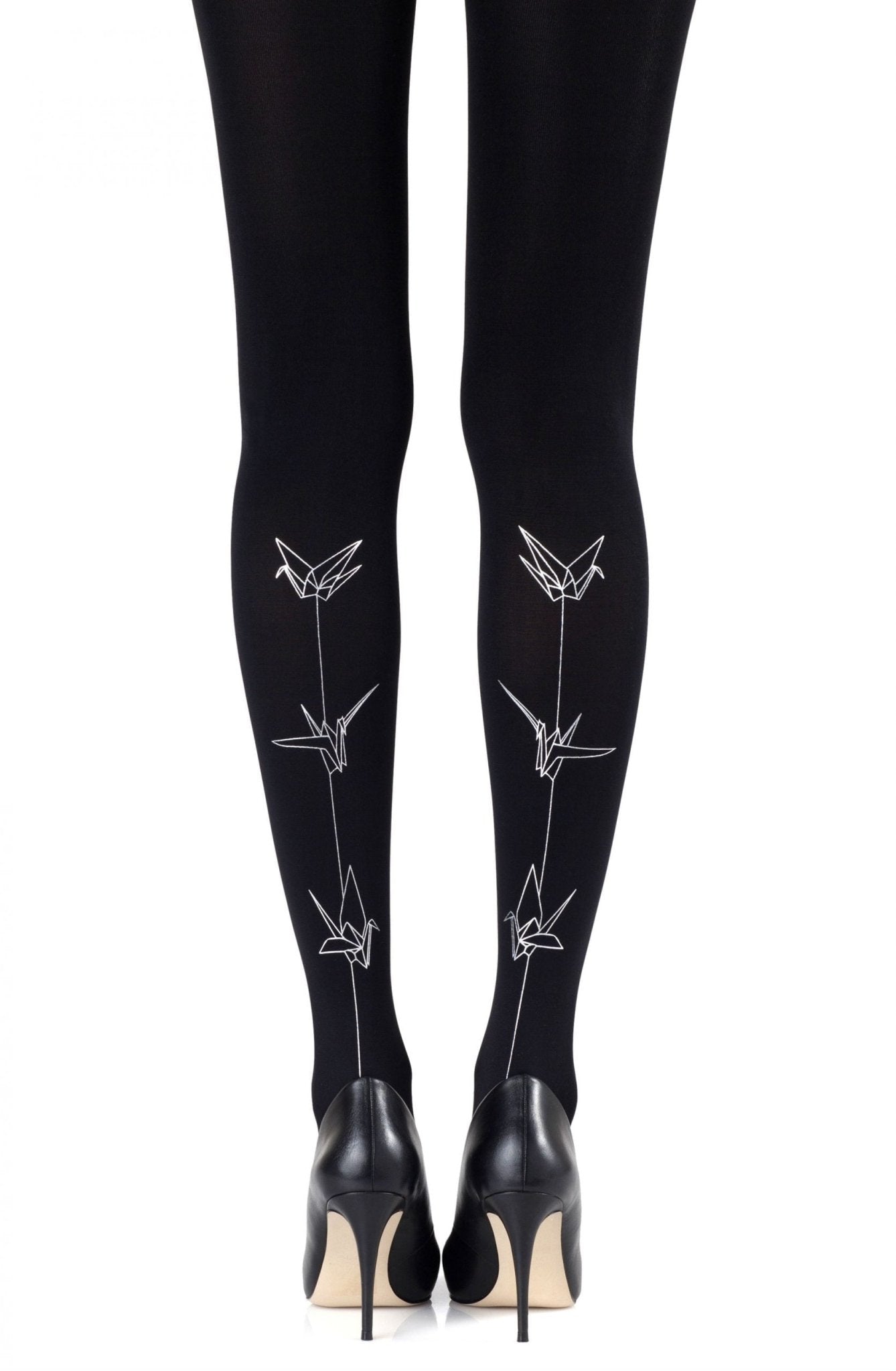 Zohara "Paper Planes" Silver Print Tights - The Rabbit Hole Life