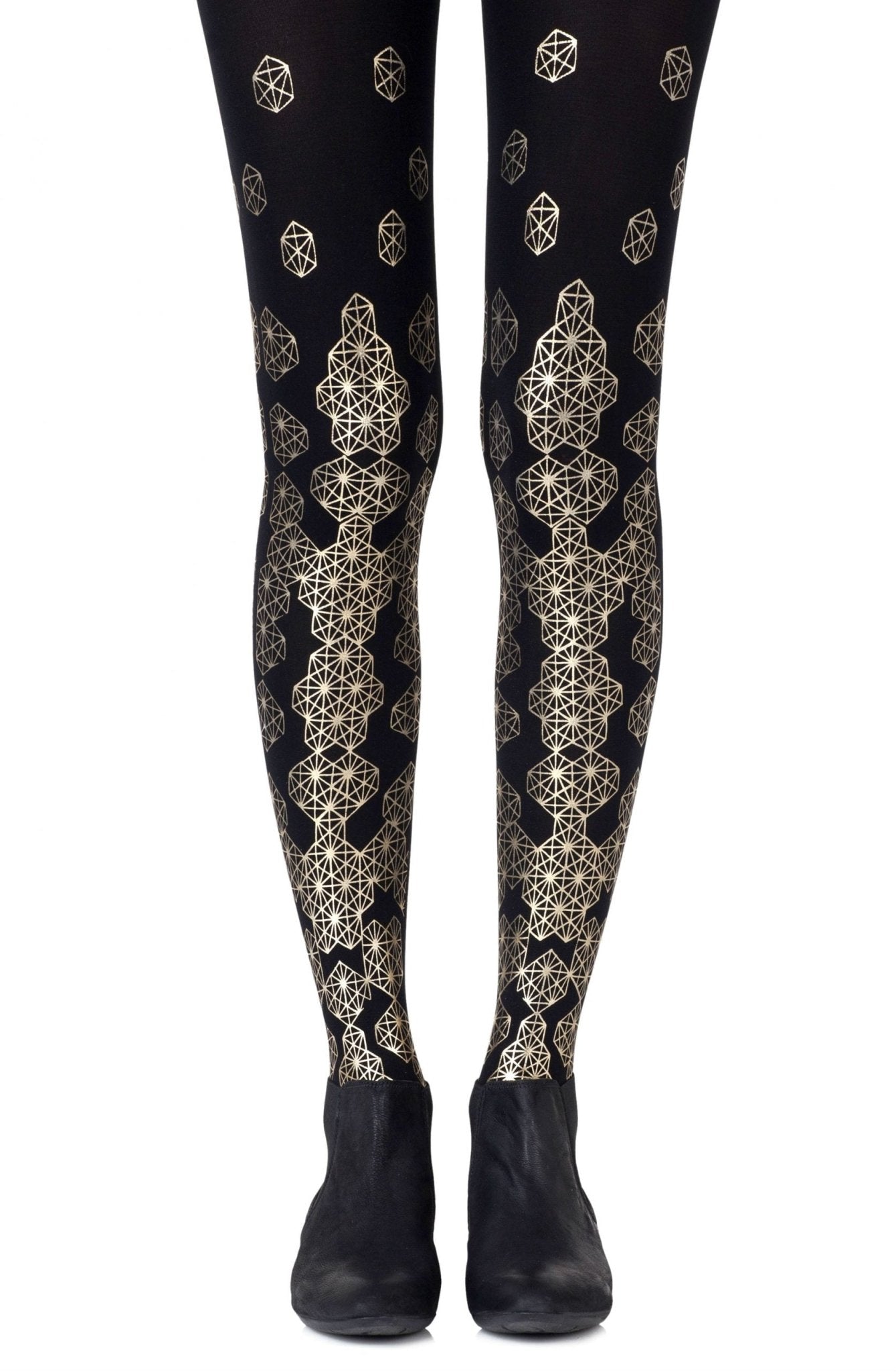 Zohara "Queen Bee" Gold Print Tights - The Rabbit Hole Life