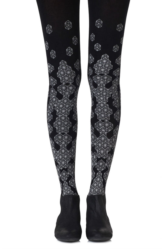 Zohara "Queen Bee" Grey Print Tights - The Rabbit Hole Life