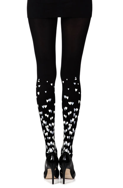 Zohara "Queen Of Hearts" Black Print Tights - The Rabbit Hole Life