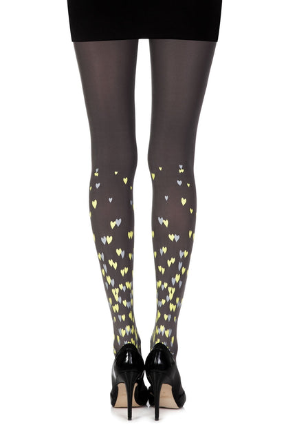 Zohara "Queen Of Hearts" Grey Print Tights - The Rabbit Hole Life