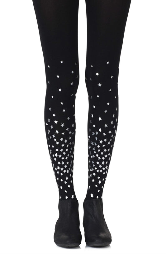 Zohara "Rise And Shine" Silver Print Tights - The Rabbit Hole Life