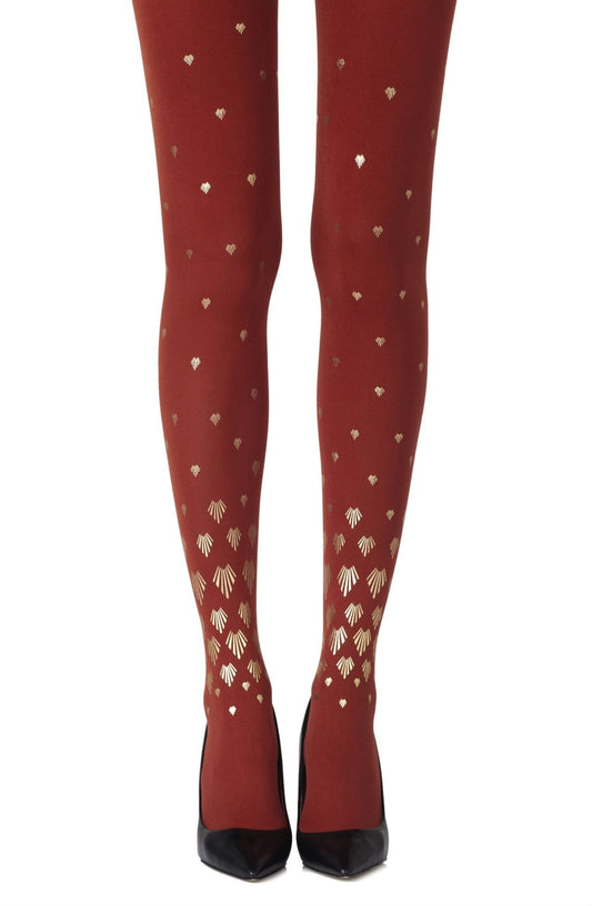 Zohara "Shell Out" Rust Print Tights - The Rabbit Hole Life