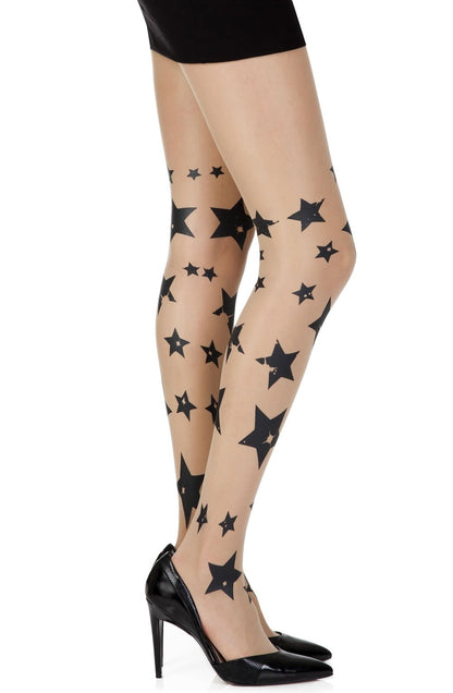 Zohara "Shooting Stars" Skin Sheer Print Tights - The Rabbit Hole Life