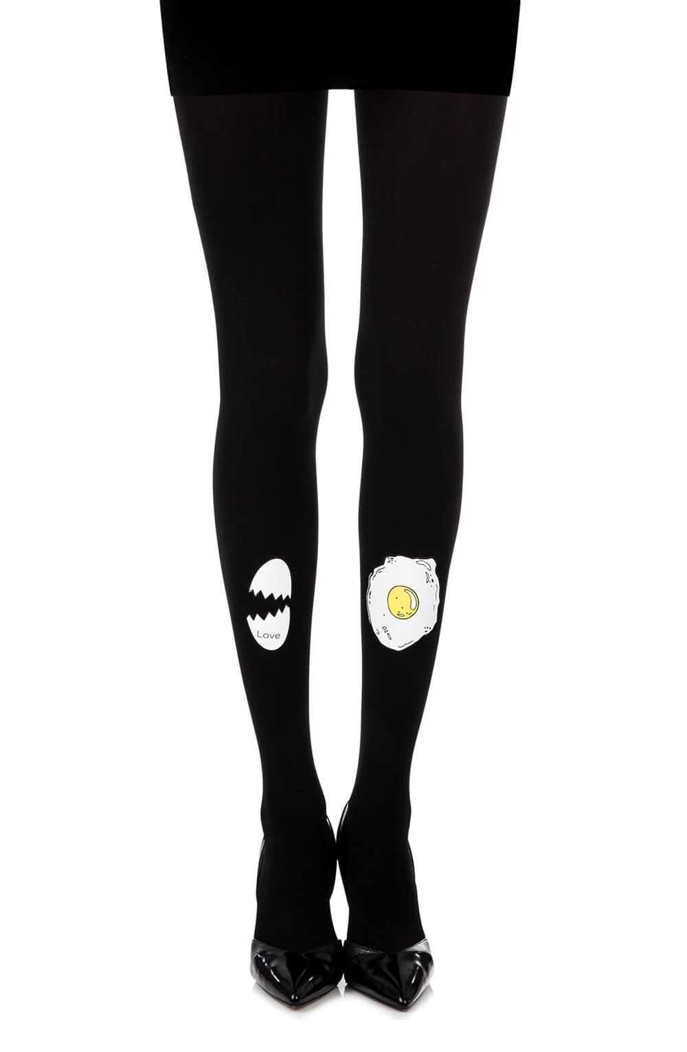 Zohara "Sunny Side Up" Black Print Tights - The Rabbit Hole Life