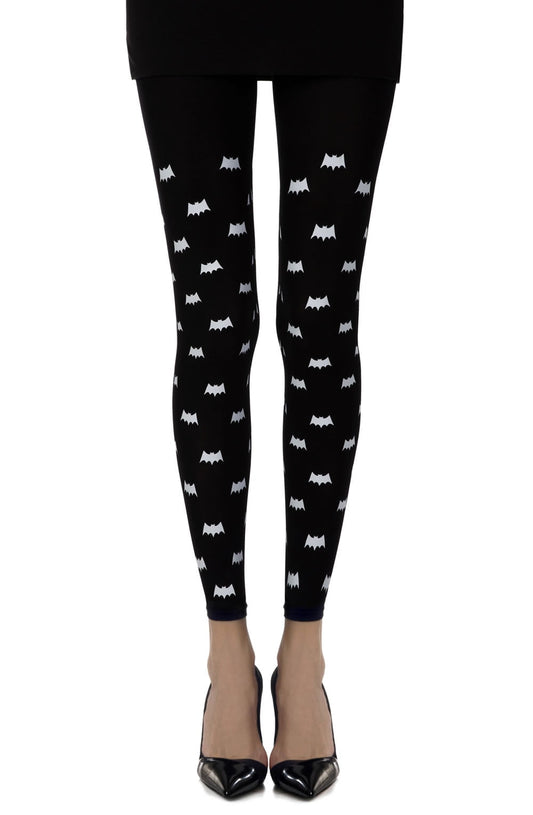 Zohara "Super Hero" Black Print Footless Tights - The Rabbit Hole Life