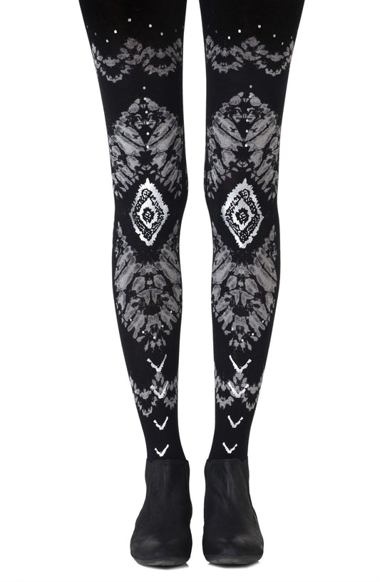 Zohara "The Long And Winding Road" Black Print Tights - The Rabbit Hole Life