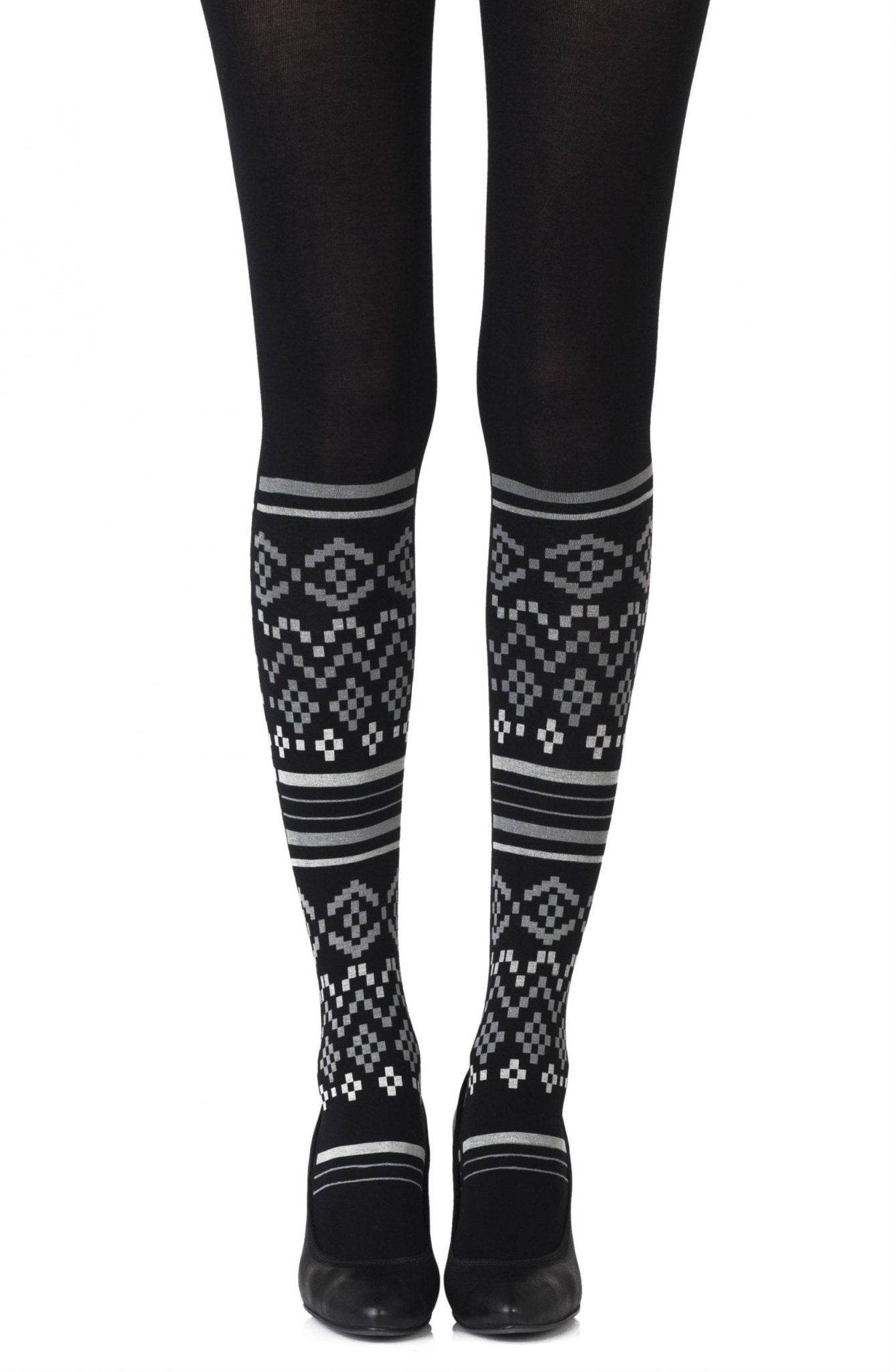 Zohara "Too Cool" Light Grey Print Tights - The Rabbit Hole Life