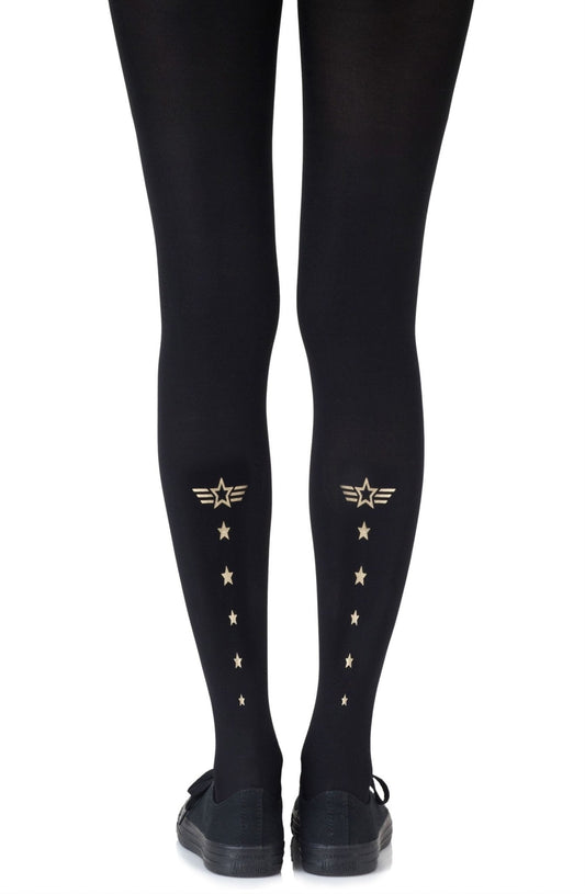 Zohara "Top Gun" Gold Print Tights - The Rabbit Hole Life