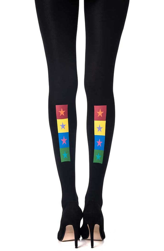 Zohara "United Colors" Black Print Tights - The Rabbit Hole Life