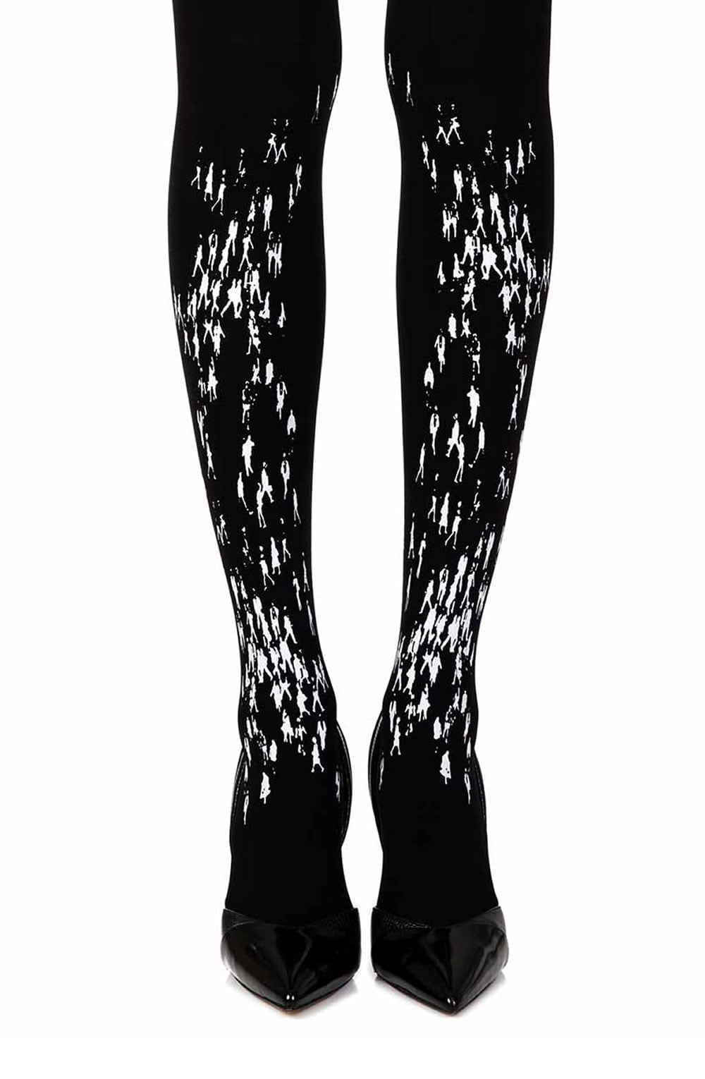 Zohara "Walking By" Black Print Tights - The Rabbit Hole Life