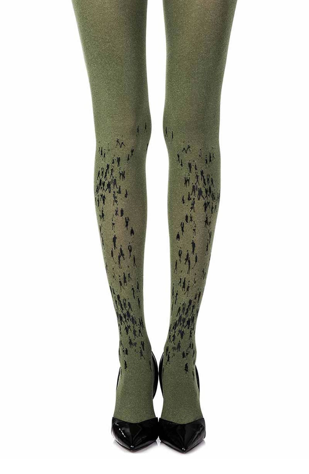 Zohara "Walking By" Green Print Tights - The Rabbit Hole Life